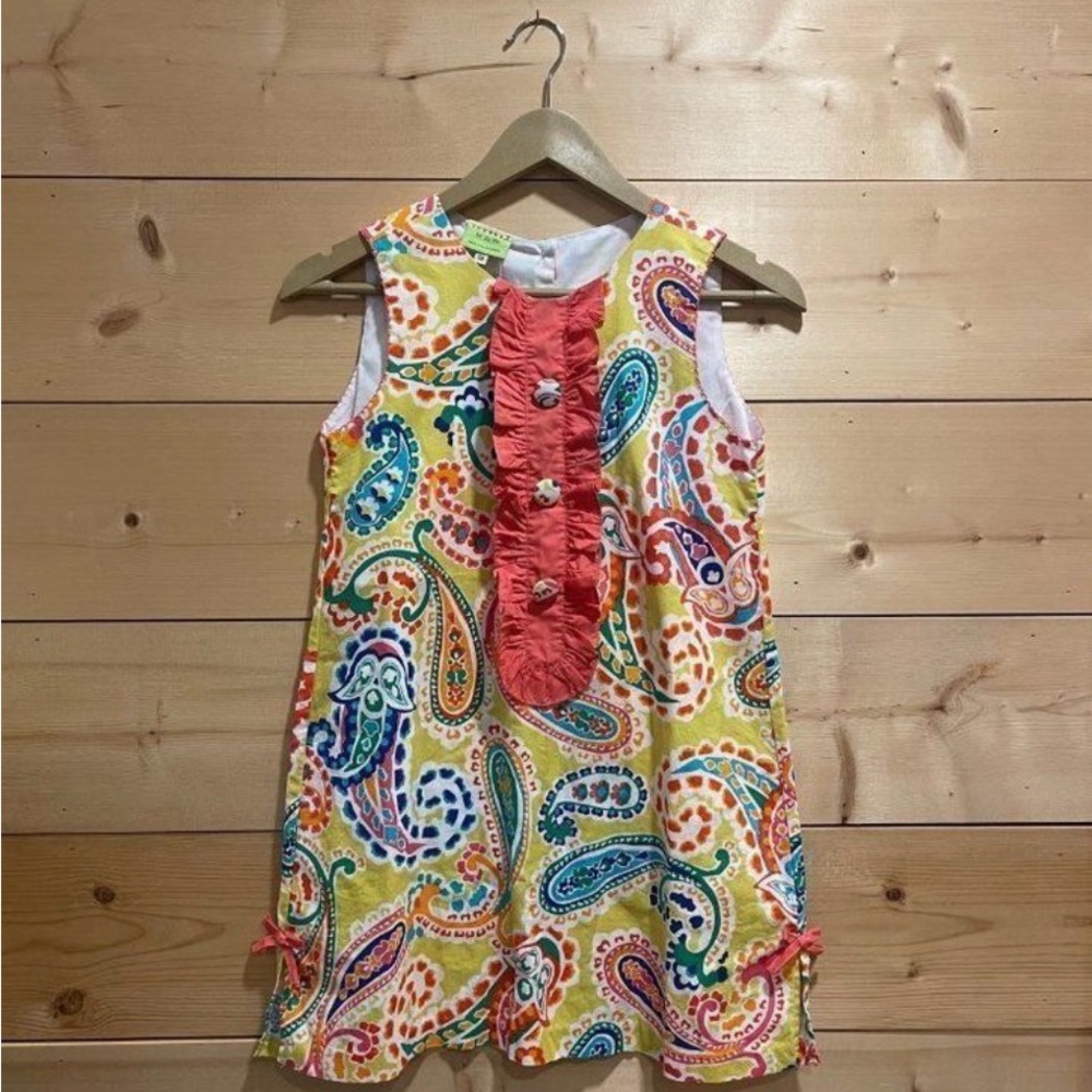 Pink and Blue Sleeveless Sundress with Ruffled Pleats